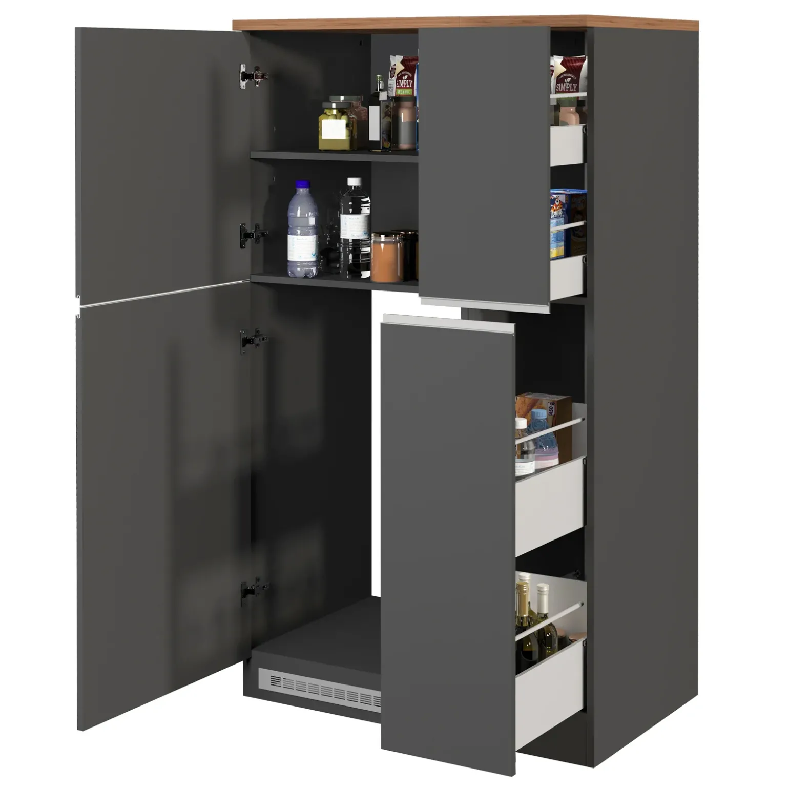 Colonna frigo dispensa cucina 90x165h cm moderna antracite rovere Gourmet