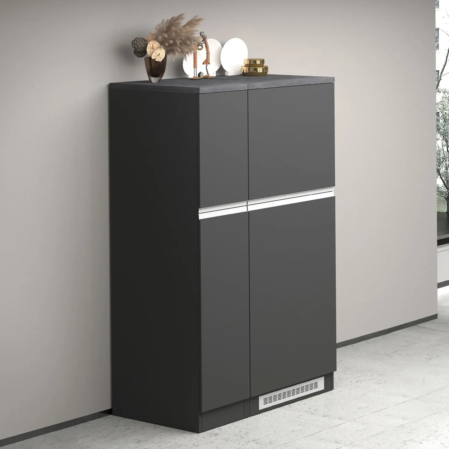 Colonna frigo dispensa cucina 90x165h cm moderna antracite grigio pietra Gourmet