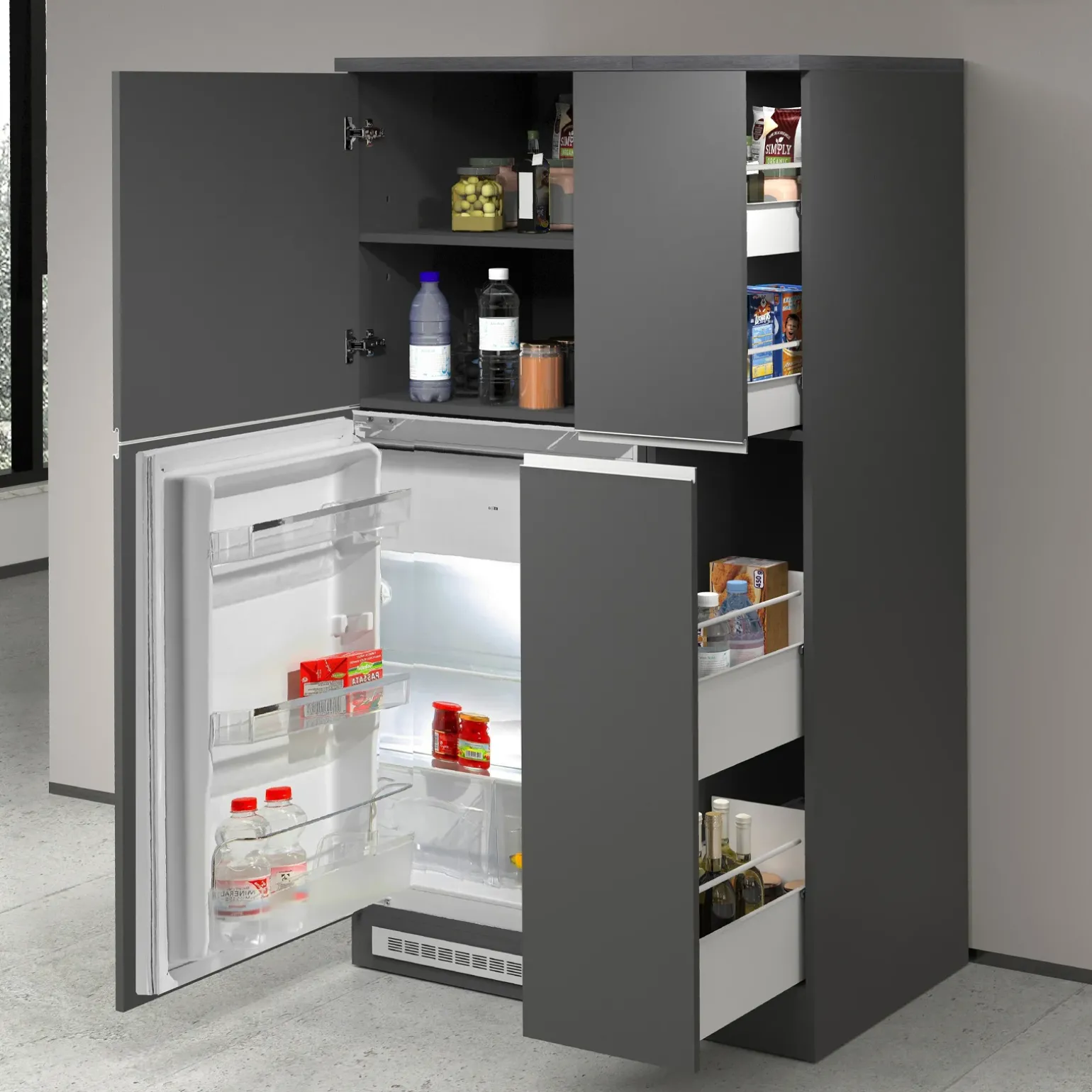 Colonna frigo dispensa cucina 90x165h cm moderna antracite grigio pietra Gourmet