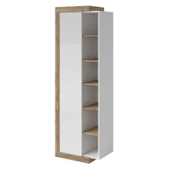Colonna libreria 67x200h cm 1 anta moderna bianco lucido rovere Aria
