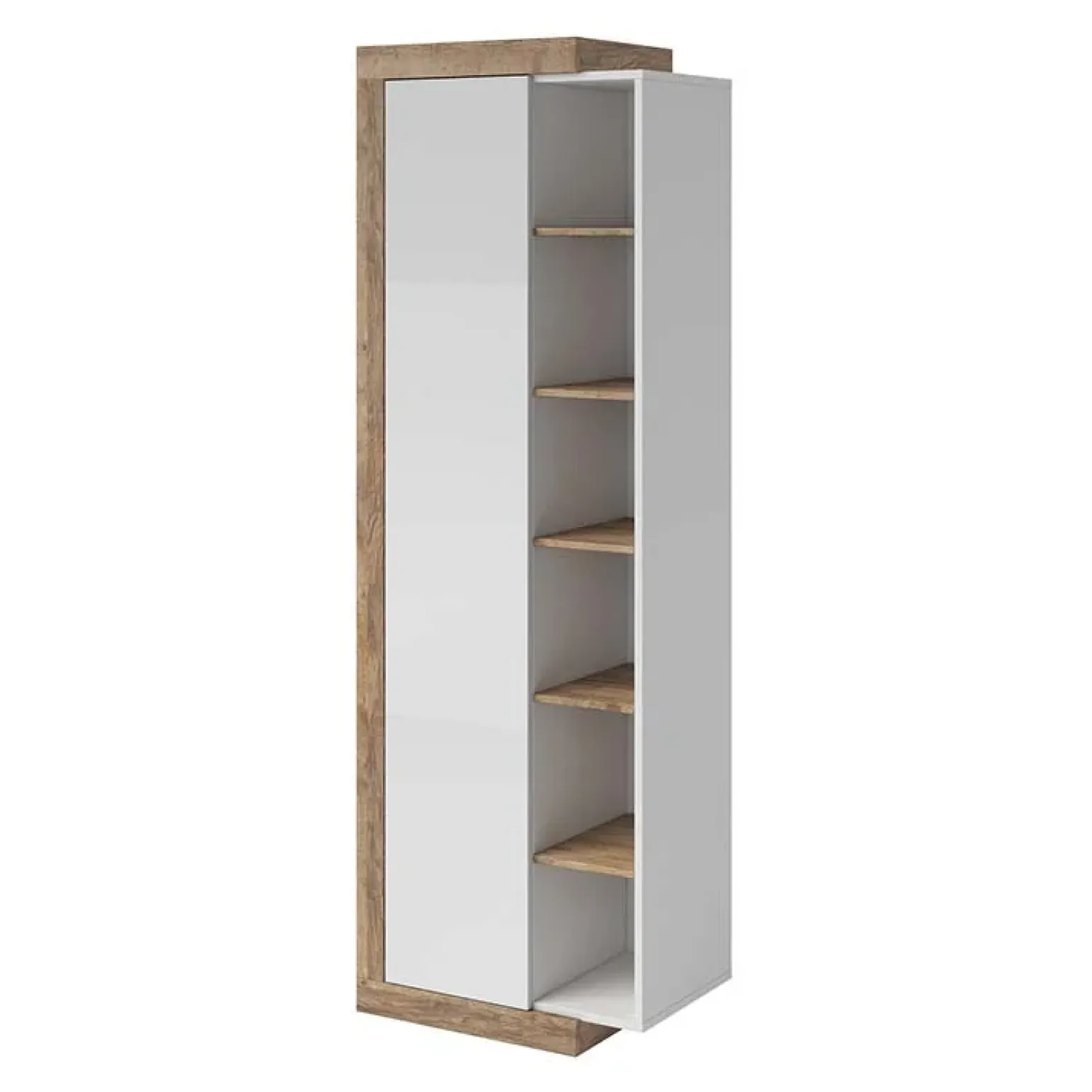 Colonna libreria 67x200h cm 1 anta moderna bianco lucido rovere Aria