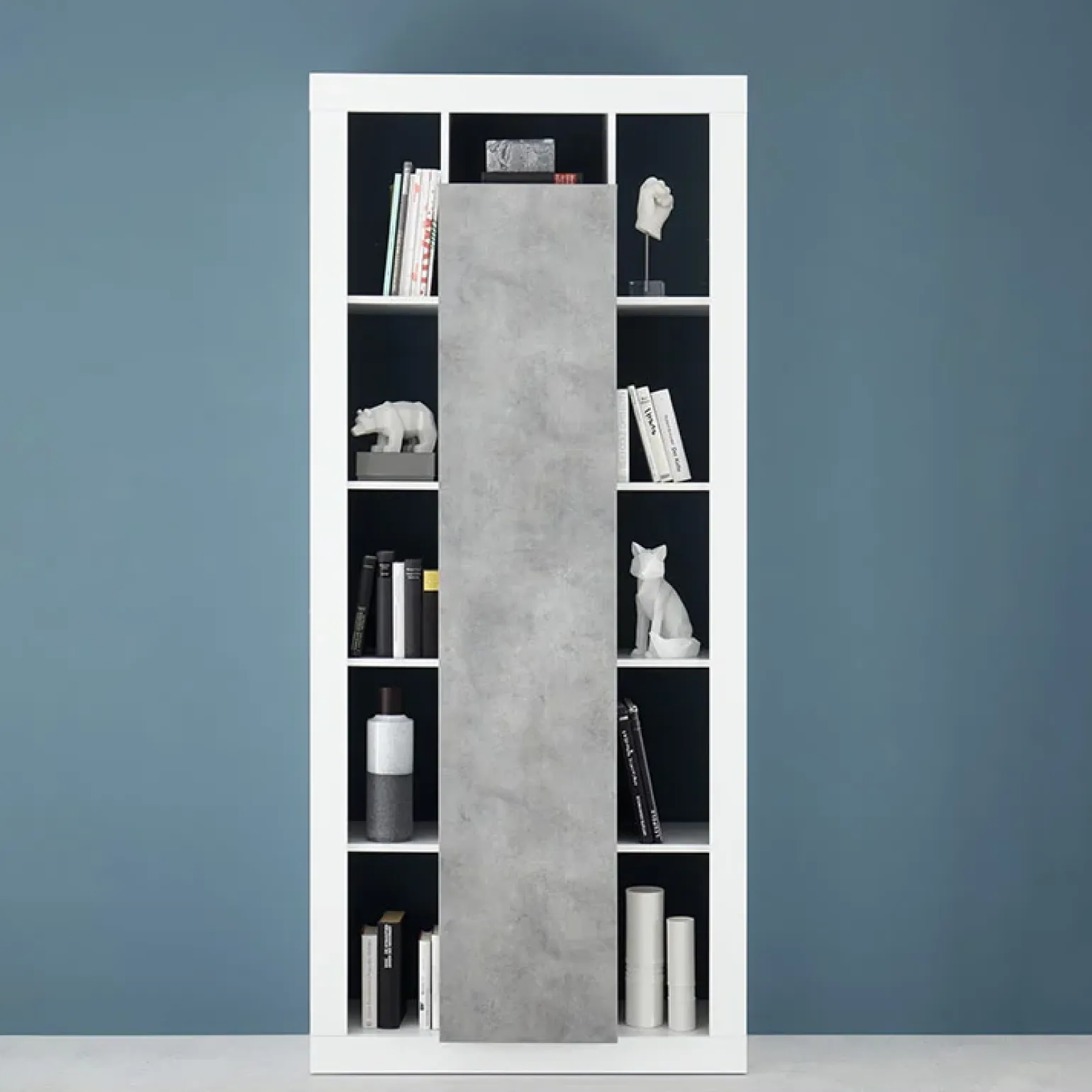 Colonna libreria 95x217h cm 1 anta bianco cemento Trilogy