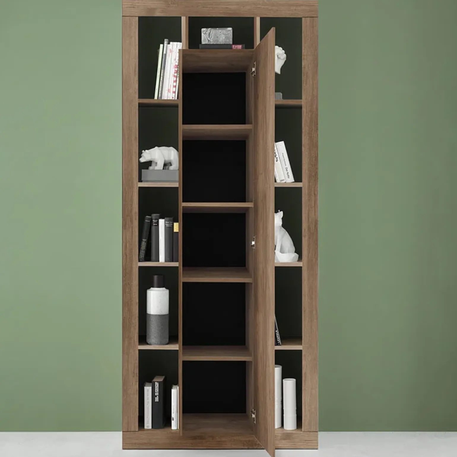 Colonna libreria 95x217h cm 1 anta rovere scuro Trilogy