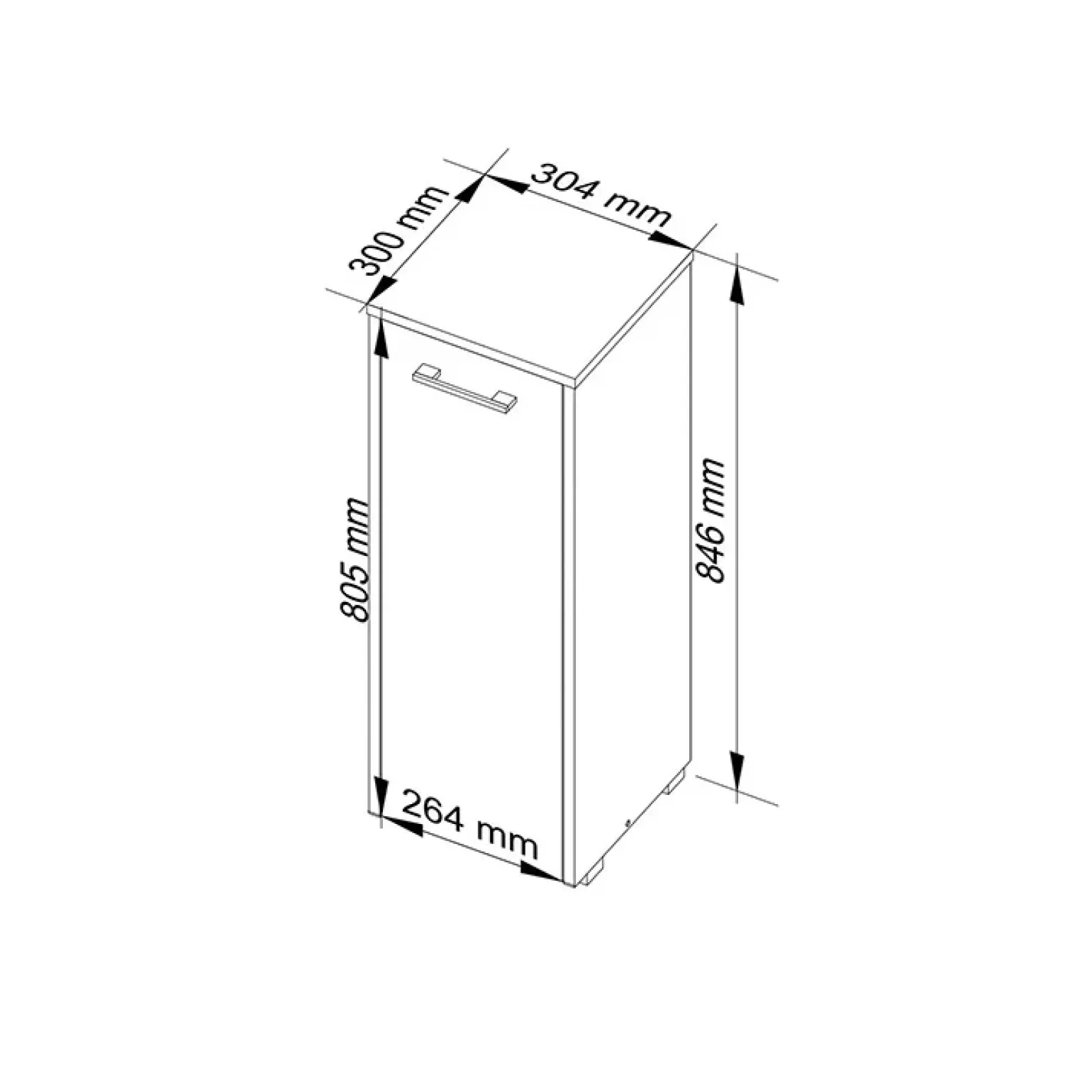 Colonna per bagno bassa 30x85h cm con 1 anta bianco lucido Cordelia