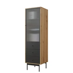 Colonna soggiorno 52x180h cm 1 anta 3 cassetti rovere nero Herning