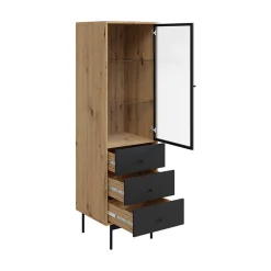 Colonna soggiorno 52x180h cm 1 anta 3 cassetti rovere nero Herning