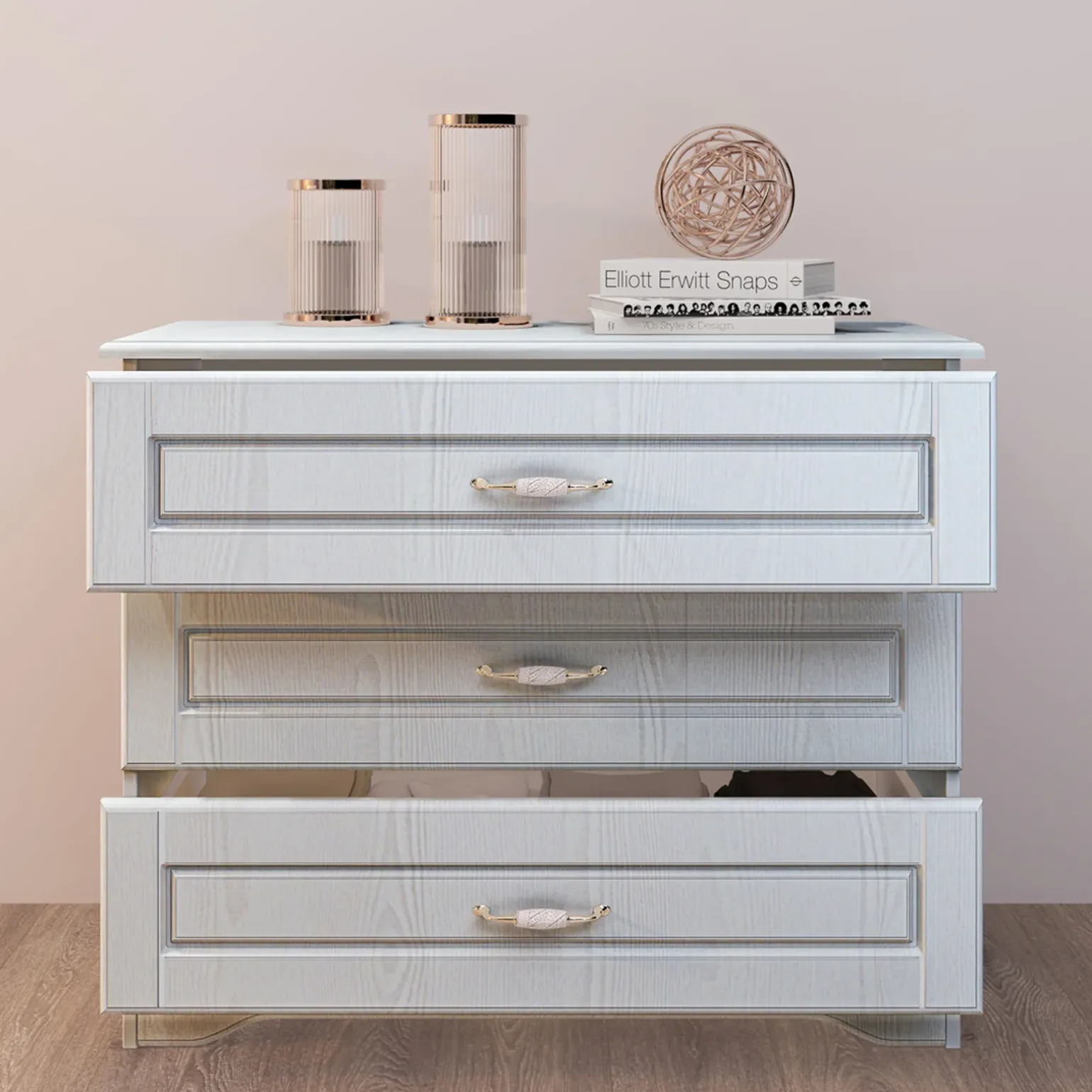 Comò classico 99x78h cm 3 cassetti bianco opaco Friuli