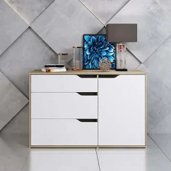 Comò 120x71h cm 1 anta 3 cassetti rovere sonoma bianco opaco Varsavia Riga