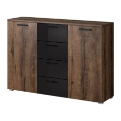Comò 132x93h cm 2 ante 4 cassetti noce nero lucido Cortina Gihome®