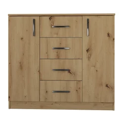 Comò 100x91h cm 2 ante con cassetti moderno rovere rustico Marian