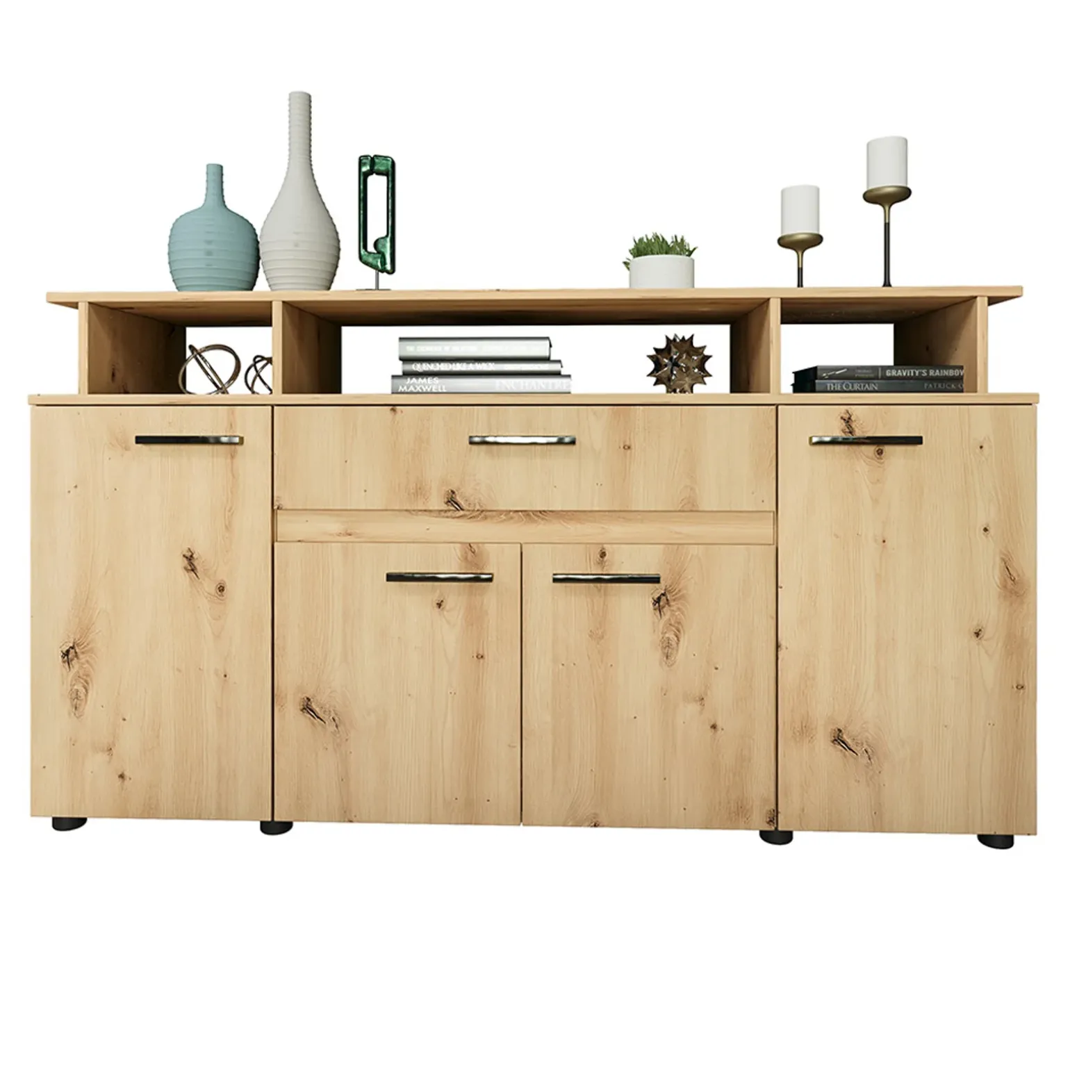 Comò 154x85h cm 4 ante moderno in rovere rustico Pippo