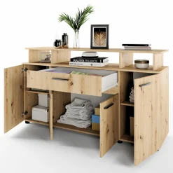 Comò 154x85h cm 4 ante moderno in rovere rustico Pippo