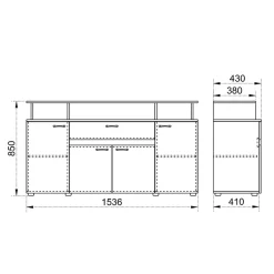 Comò 154x85h cm 4 ante moderno noce Pippo