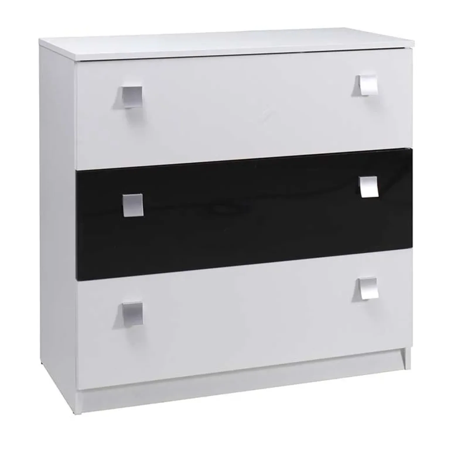 Comò 92x88h cm 3 cassetti moderno bianco nero Jenny