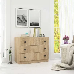 Comò 70x57h cm 3 cassetti moderno rovere Estelle