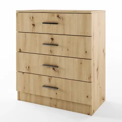 Comò 80x91h cm 4 cassetti moderno rovere rustico Cavour Gihome®