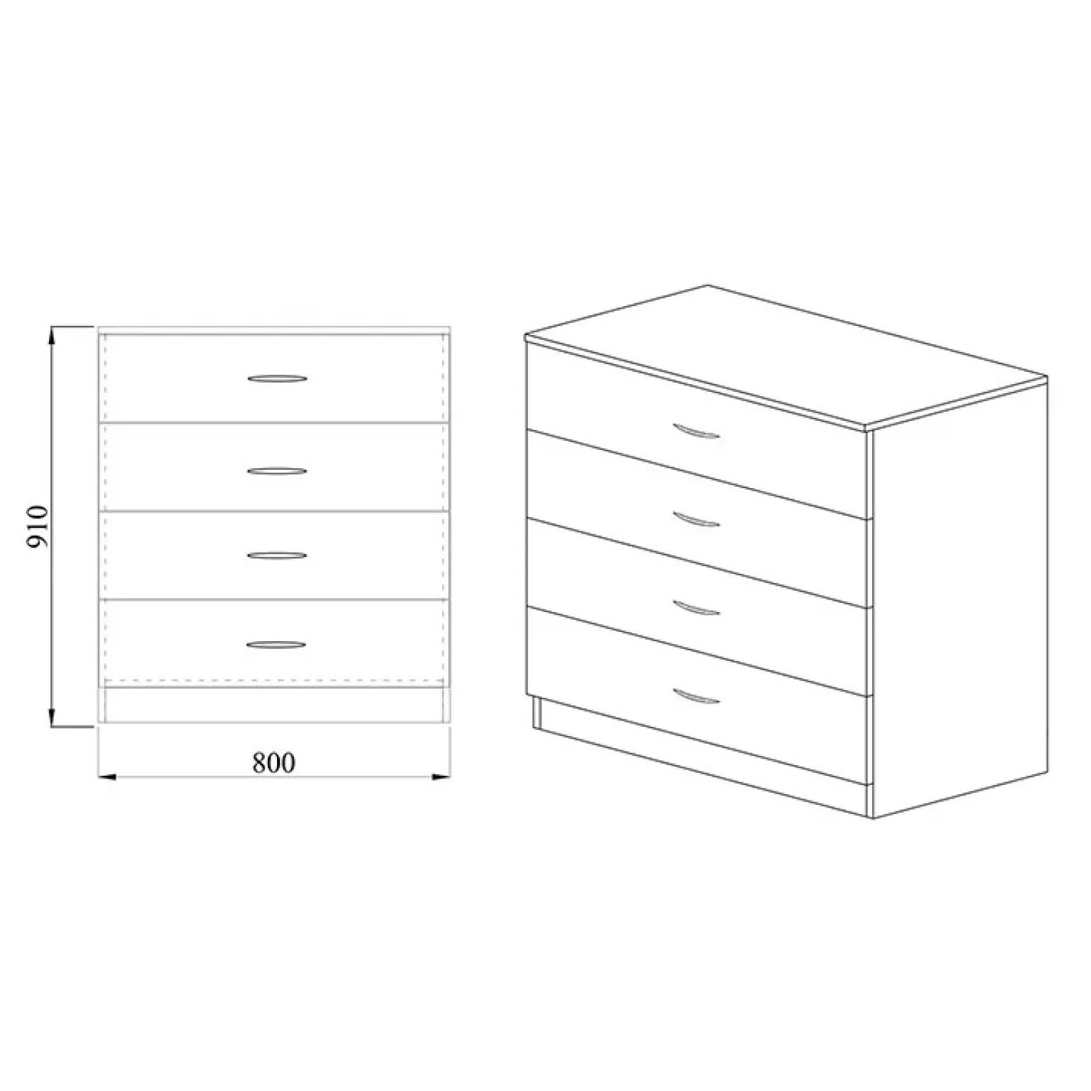 Comò 80x91h cm cassetti moderno noce Cavour Gihome®
