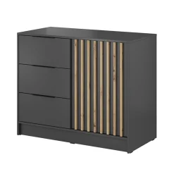 Comò 105x86h cm con cassetti moderno antracite quercia Miller