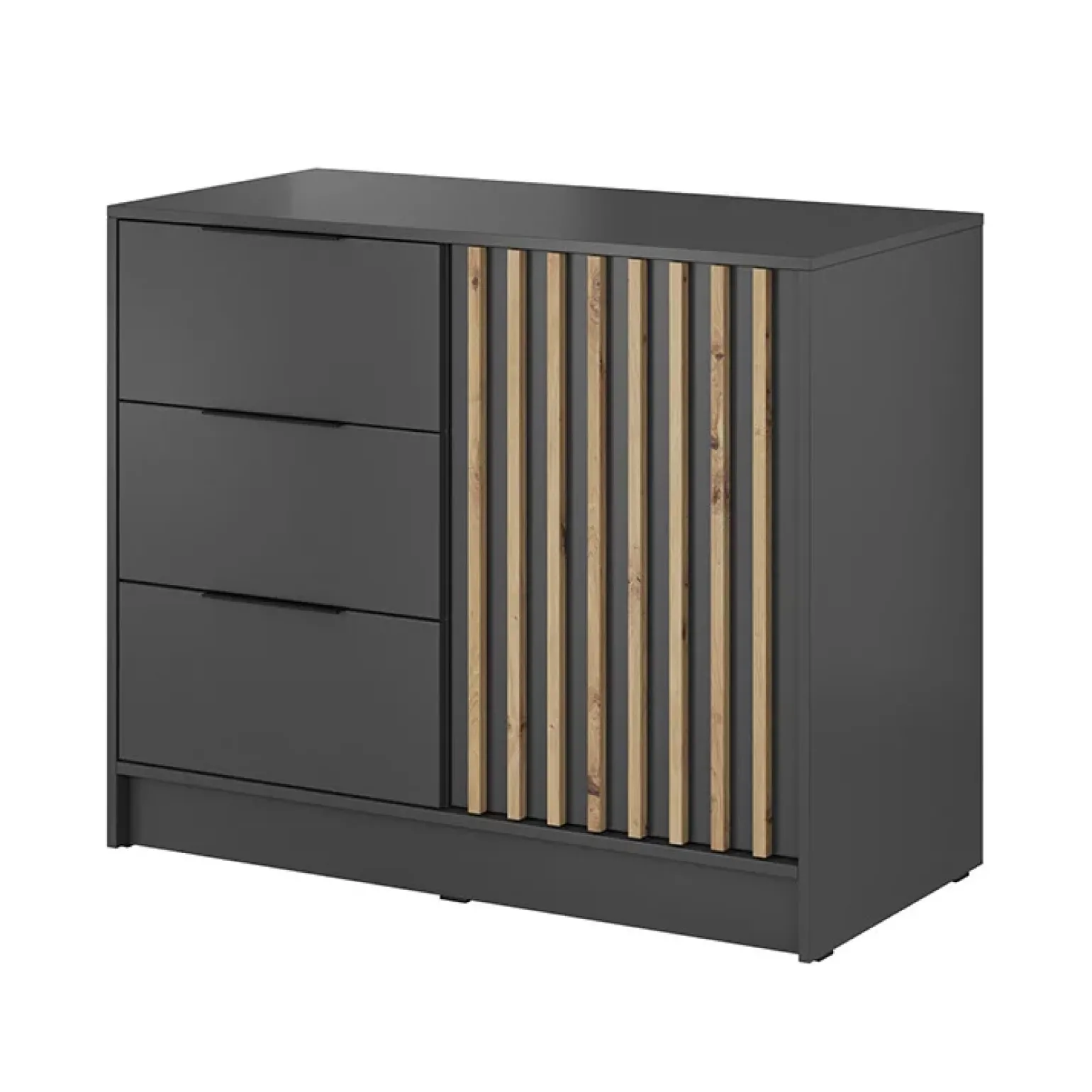 Comò 105x86h cm con cassetti moderno antracite quercia Miller