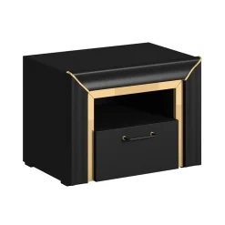 Comodino moderno 1 cassetto 60x44cm nero oro Benz