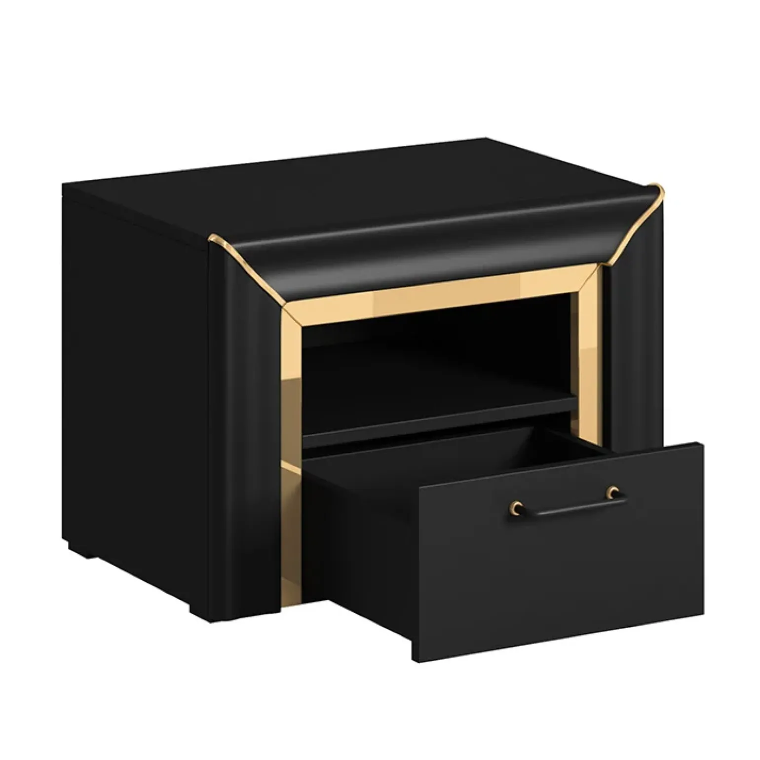 Comodino moderno 1 cassetto 60x44cm nero oro Benz