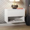 Comodino sospeso 45x32h cm con cassetto bianco Frog