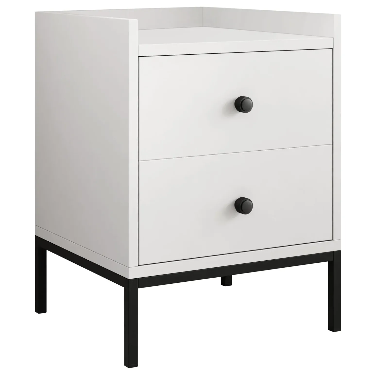 Comodino 40x47h cm 2 cassetti design moderno bianco Pollon