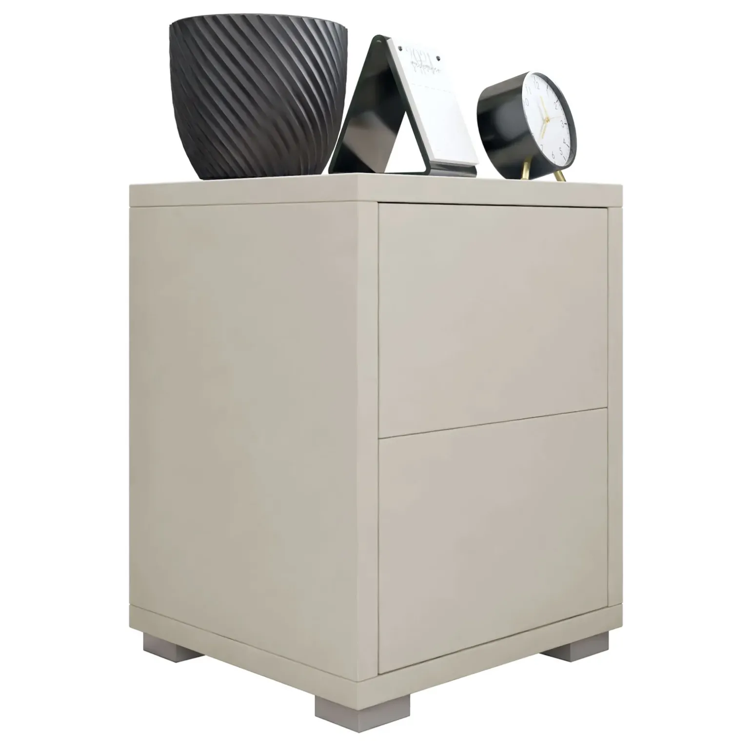 Comodino 30x38h cm 2 cassetti moderni beige Eindhoven