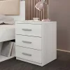 Comodino 46x56h cm 3 cassetti moderno pino bianco Cortina