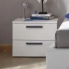 Comodino 51x42h cm 2 cassetti bianco maniglie blu Enjoy