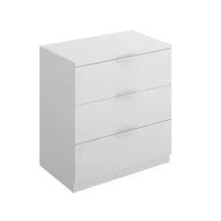 Comodino 50x58h cm 3 cassetti moderno bianco opaco Manuel