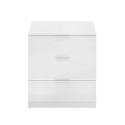 Comodino 50x58h cm 3 cassetti moderno bianco opaco Manuel