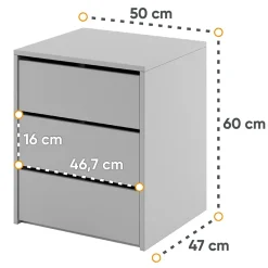 Comodino 50x60h cm 3 cassetti grigio Ombra
