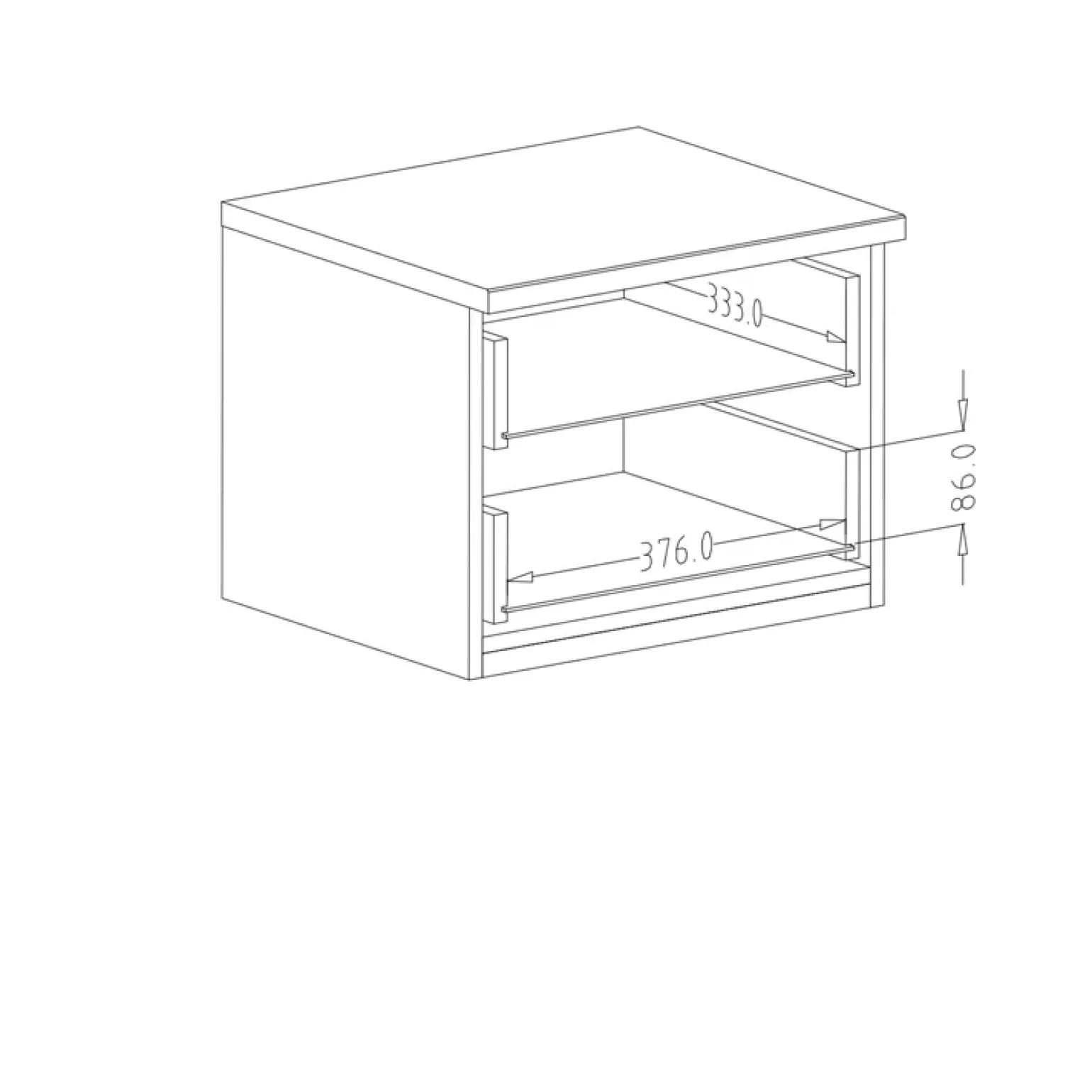 Comodino 46x36h cm 2 cassetti moderno rovere nero Vulcano