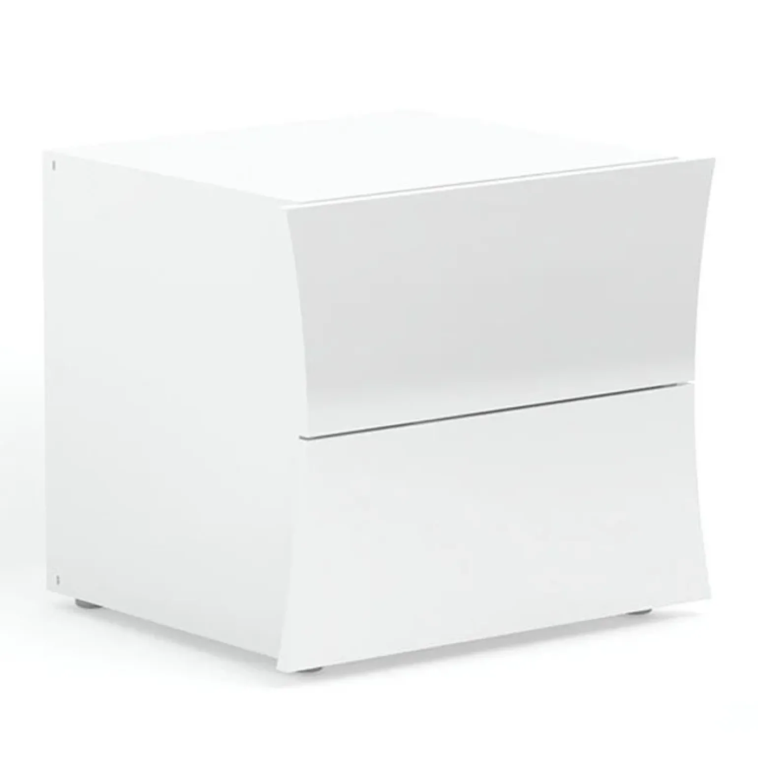 Comodino 50x40h cm 2 cassetti moderno bianco lucido Neve