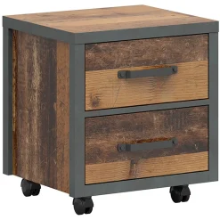 Comodino 46x51h cm 2 cassetti stile soft rovere scuro nero Urbania