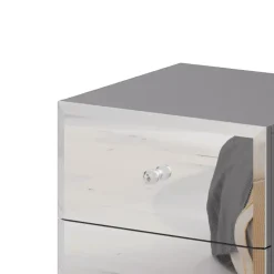 Comodino 45x51h cm 2 cassetti design con specchio grigio Selva