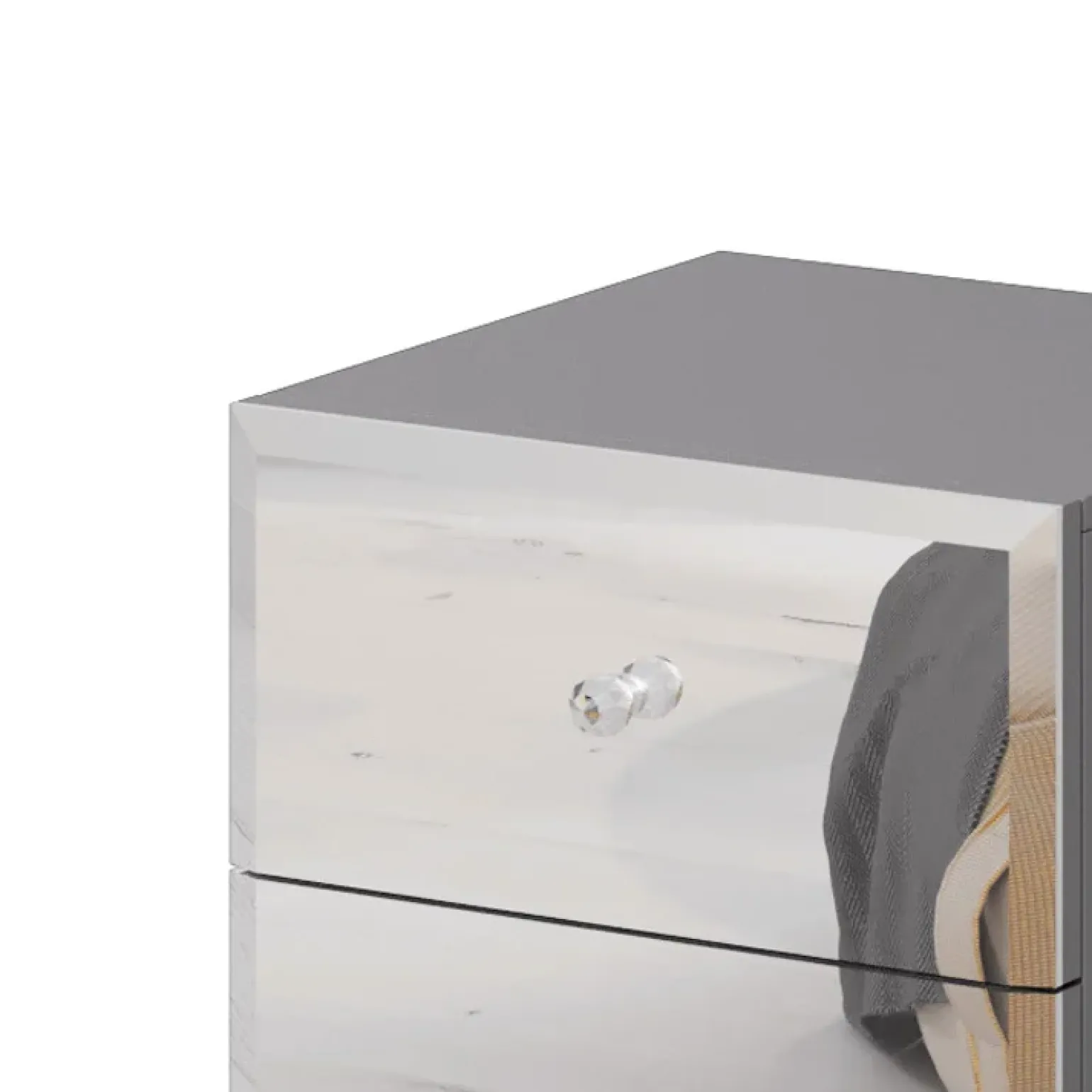 Comodino 45x51h cm 2 cassetti design con specchio grigio Selva