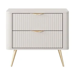 Comodino 63x55h cm 2 cassetti beige cannettato Ramis