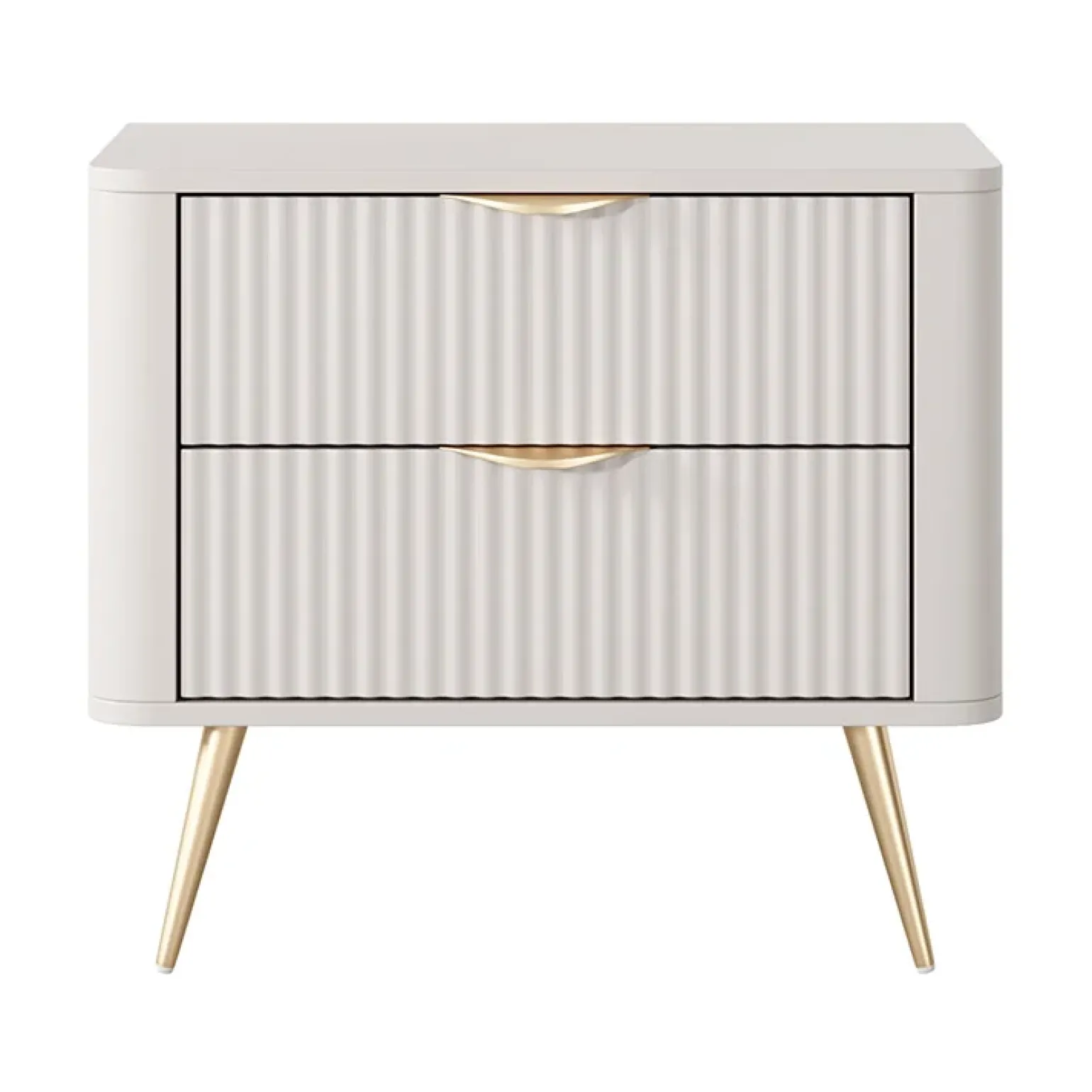 Comodino 63x55h cm 2 cassetti beige cannettato Ramis