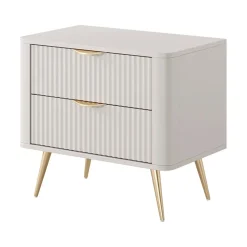 Comodino 63x55h cm 2 cassetti beige cannettato Ramis