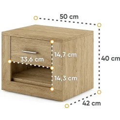 Comodino 50x40h cm 1 cassetto rovere Ombra