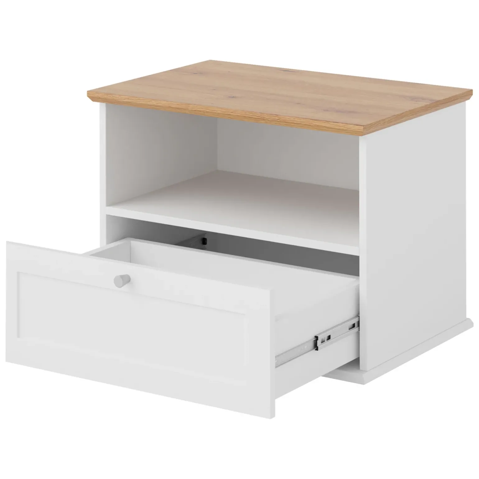 Comodino 62x48h cm 1 cassetto bianco rovere Relaxio