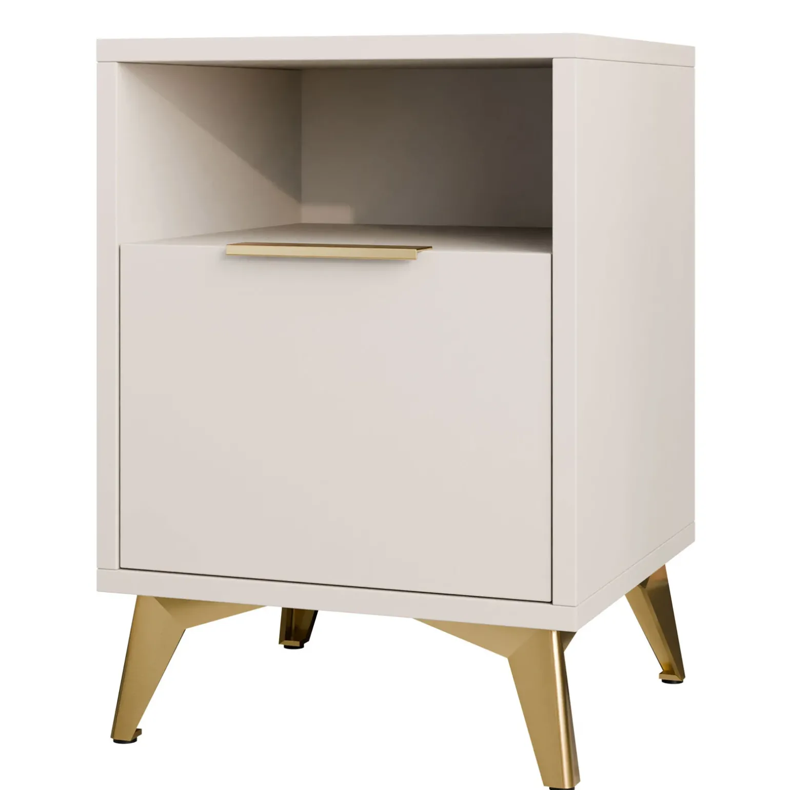 Comodino 44x60h cm 1 cassetto 1 vano beige Miriam