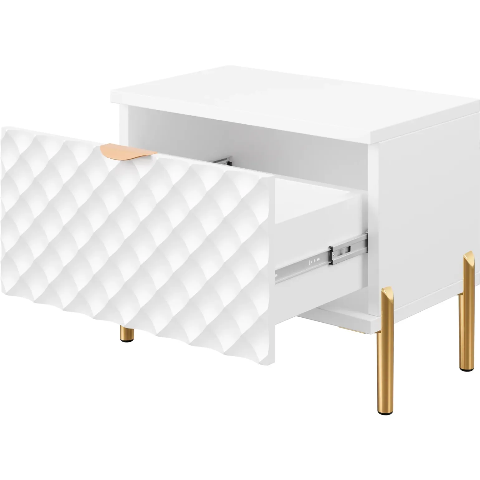 Comodino 50x40h cm 1 cassetto con frontali decorati bianco Amsterdam