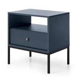 Comodino 54x56h cm 1 cassetto moderno blu notte Glory