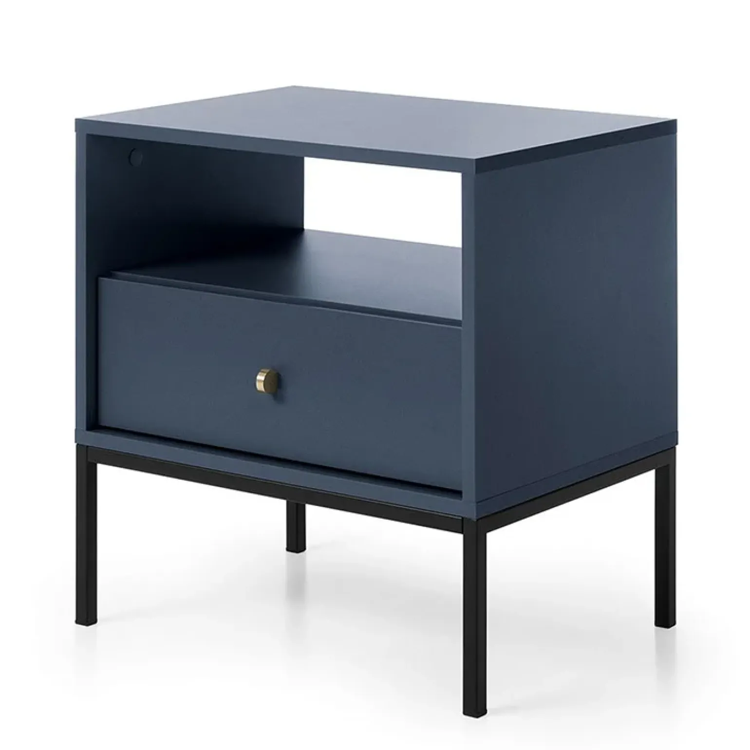 Comodino 54x56h cm 1 cassetto moderno blu notte Glory