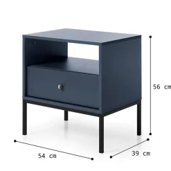 Comodino 54x56h cm 1 cassetto moderno blu notte Glory