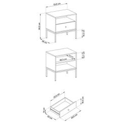 Comodino 54x56h cm 1 cassetto moderno blu notte Glory