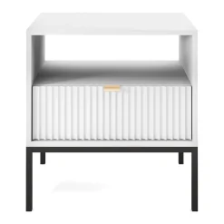 Comodino 54x56h cm 1 cassetto moderno bianco Alisa
